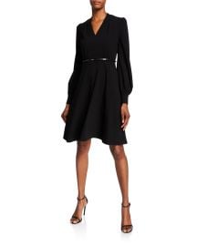 Elie Tahari Eleanora Belted Tie-Neck Dress at Neiman Marcus